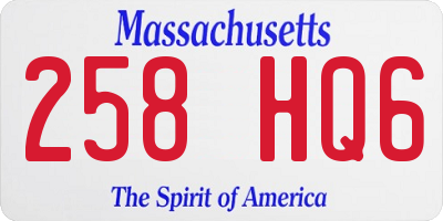 MA license plate 258HQ6