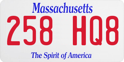 MA license plate 258HQ8