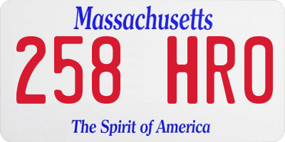 MA license plate 258HR0