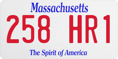 MA license plate 258HR1