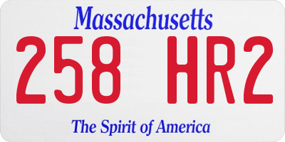 MA license plate 258HR2