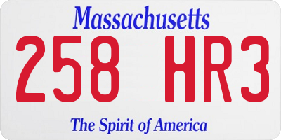 MA license plate 258HR3