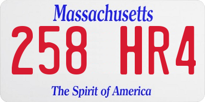 MA license plate 258HR4