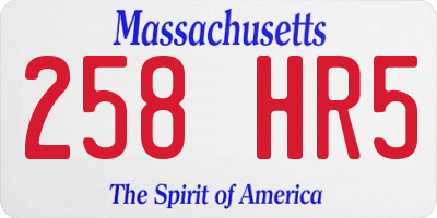 MA license plate 258HR5