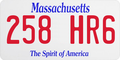 MA license plate 258HR6