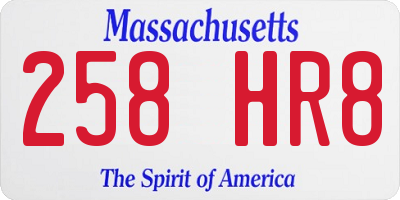 MA license plate 258HR8