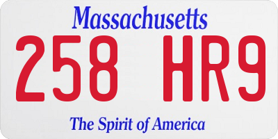 MA license plate 258HR9