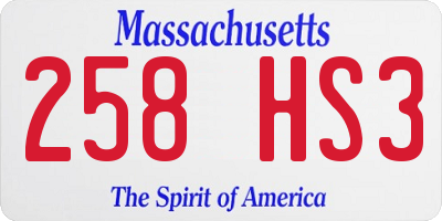MA license plate 258HS3