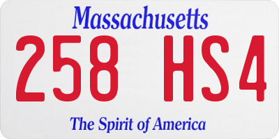 MA license plate 258HS4
