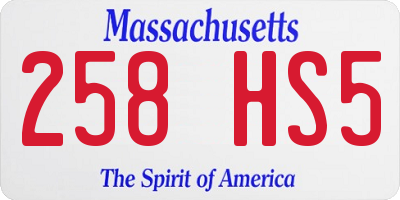 MA license plate 258HS5