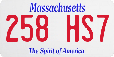 MA license plate 258HS7