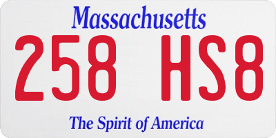 MA license plate 258HS8