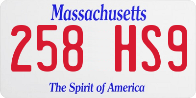 MA license plate 258HS9