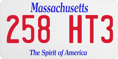 MA license plate 258HT3