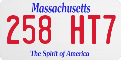 MA license plate 258HT7