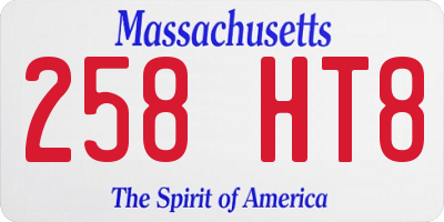 MA license plate 258HT8