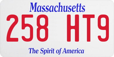 MA license plate 258HT9