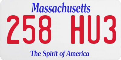 MA license plate 258HU3