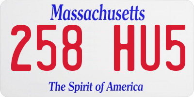 MA license plate 258HU5