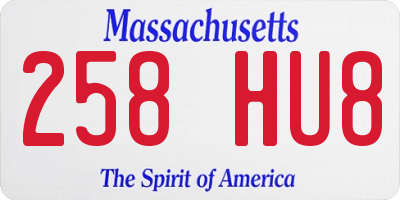 MA license plate 258HU8
