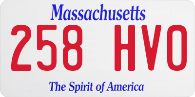 MA license plate 258HV0