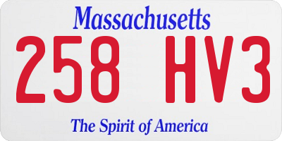 MA license plate 258HV3