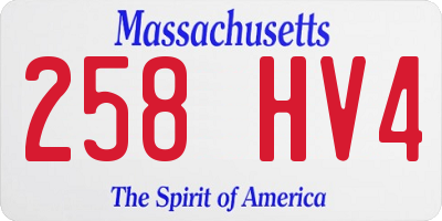 MA license plate 258HV4