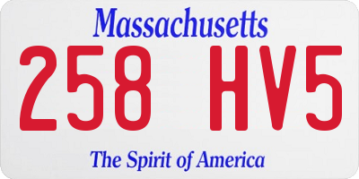 MA license plate 258HV5
