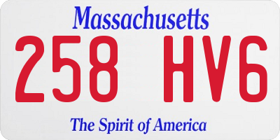 MA license plate 258HV6