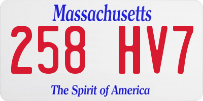 MA license plate 258HV7