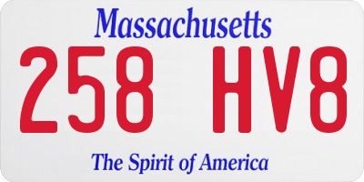 MA license plate 258HV8