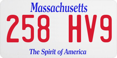 MA license plate 258HV9