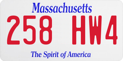 MA license plate 258HW4