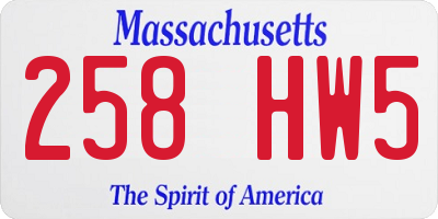 MA license plate 258HW5