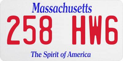 MA license plate 258HW6
