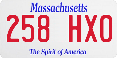 MA license plate 258HX0