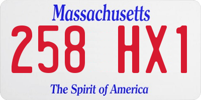 MA license plate 258HX1