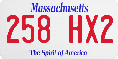 MA license plate 258HX2