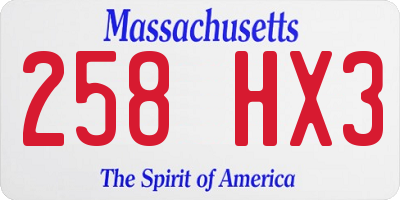 MA license plate 258HX3
