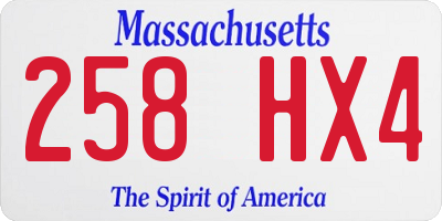 MA license plate 258HX4