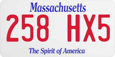 MA license plate 258HX5