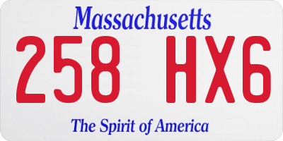 MA license plate 258HX6