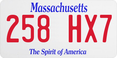MA license plate 258HX7