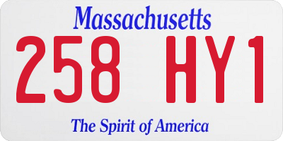 MA license plate 258HY1