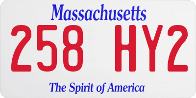 MA license plate 258HY2
