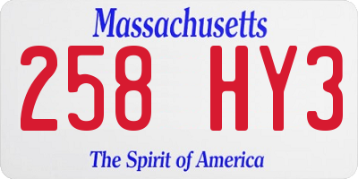 MA license plate 258HY3