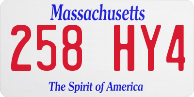 MA license plate 258HY4