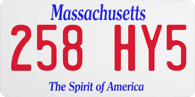 MA license plate 258HY5