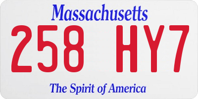 MA license plate 258HY7