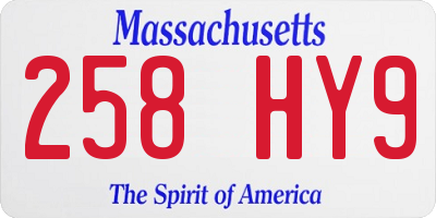 MA license plate 258HY9